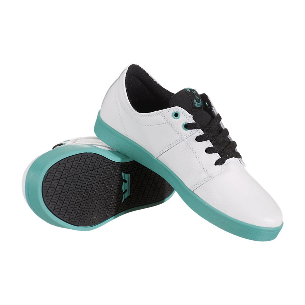 Baskets Basses Supra Stacks Blanche White/Teal Homme | WMF-98681103